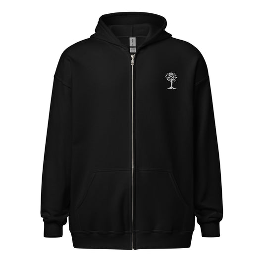 Unisex zip hoodie (white logo)